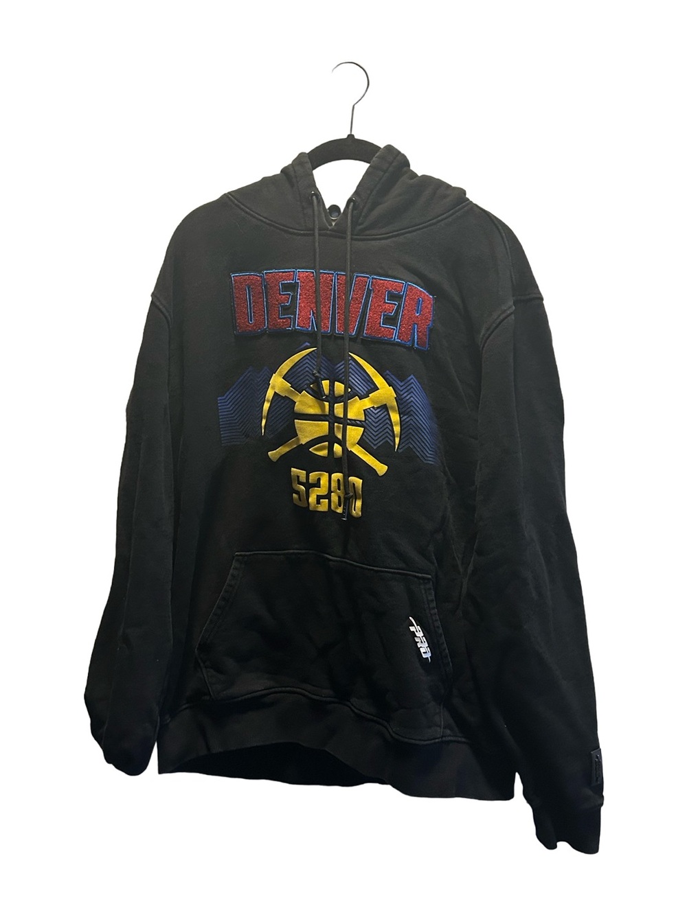 Denver Nuggets Graphic Black Hoodie with Yellow & Red Detail